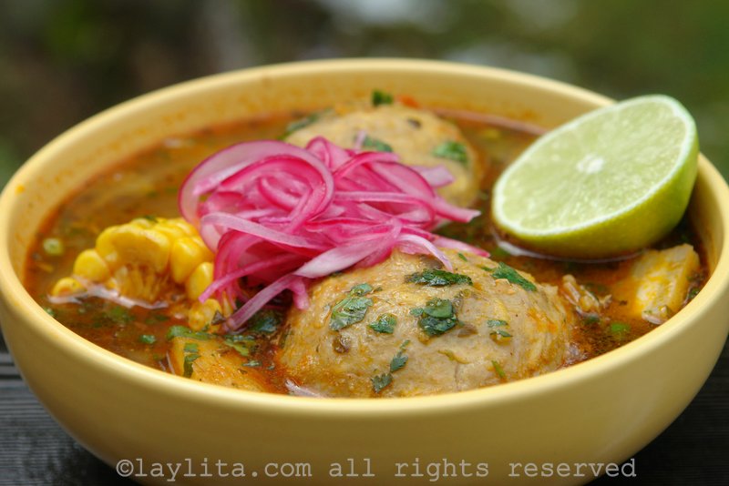 Ecuadorian green plantain dumpling soup {Caldo de bolas de verde} Ecuadorian green plantain dumpling soup {Caldo de bolas de verde}