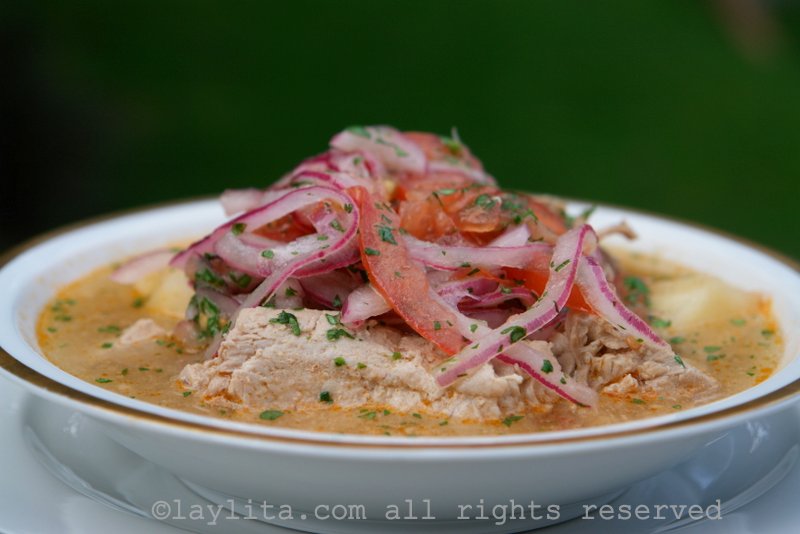Ecuadorian tuna fish soup with pickled onions or Encebollado